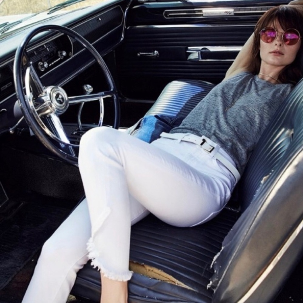 Joe’s Jeans flawless the charlie high rise skinny ankle frayed white